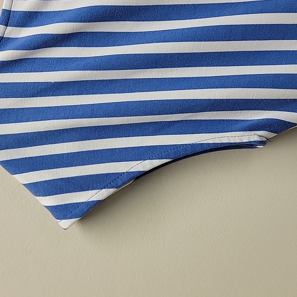 KATE SPADE BLUE / WHITE STRIPED CAP SLEEVE MINI DRESS SIZE SMALL - Picture 10 of 13
